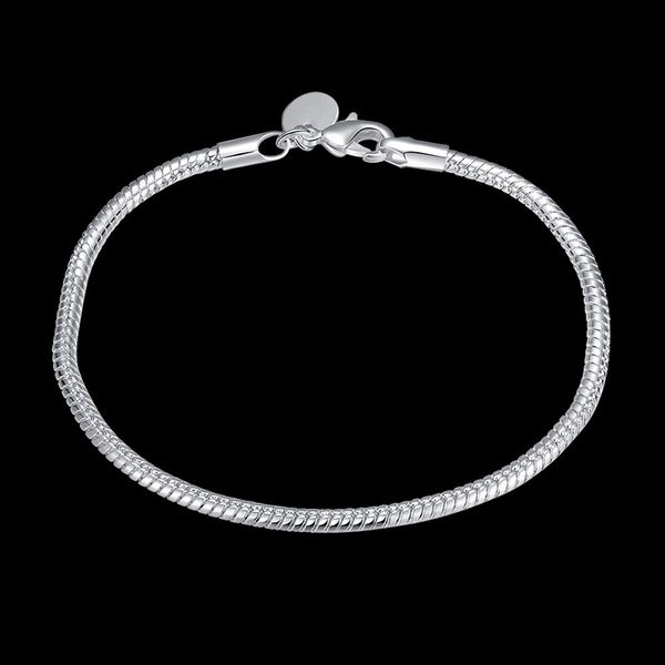 3mm 8 polegadas 925 Sterling Silver Snake Chain Link Bracelet Jewelry fabricação para mulheres Presente 10pcs/lote LKNSPCH187
