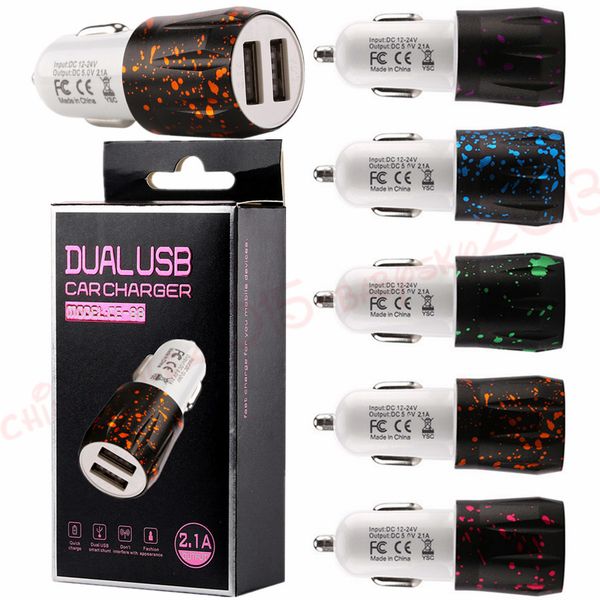 

car charger aluminum alloy dual ports 2.1a universal power adapter for samsung s7 s8 s9 htc android phone with box
