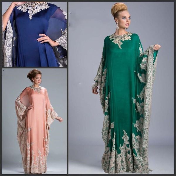 Abayas Dubai Kaftan plus size abito per la madre della sposa Collo alto Manica lunga Musulmano Abiti da sera in stile arabo Abiti lunghi fino al pavimento