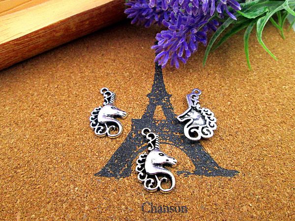 

60pcs 25*15mm unorncharms,antique silver one side head of unorn charm pendant, Bronze;silver