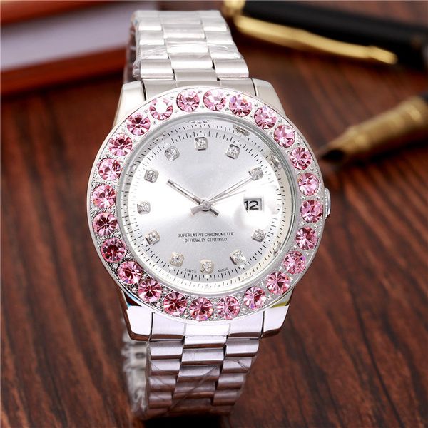 

Reloj Mujer 44 мм Роскошные Дизайнерские Женские Часы Лучший Бренд Моды Дамы Платье Полный Бриллиант Часы Розовый Наручные Часы со Стразами Кварцевые Часы
