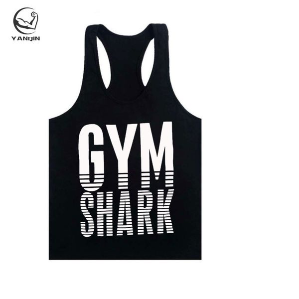 

yanqin fitness tank men bodybuilding 2018 men clothing fitness shirt crossfit vests cotton singlets muscle vest, White;black