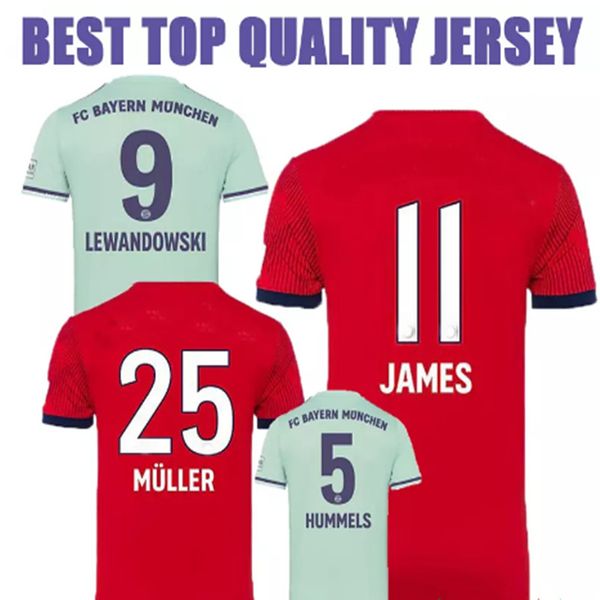 

New 18 19 bayern munich occer jer ey 2018 2019 25 muller home red 10 robben 9 lewandow ki 11 jame 23 vidal ribery football uniform hirt