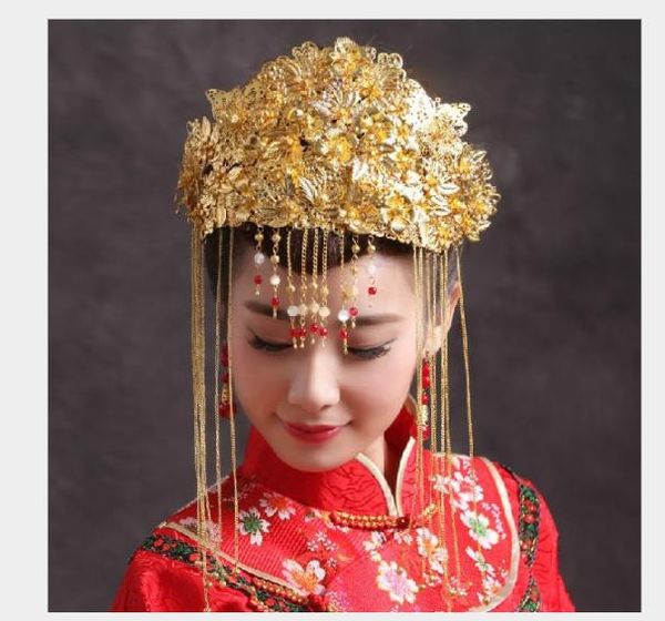 

chinese brides crown, ancient costume bridal headwear, phoenix crown, handmade wedding accessories, Slivery;golden