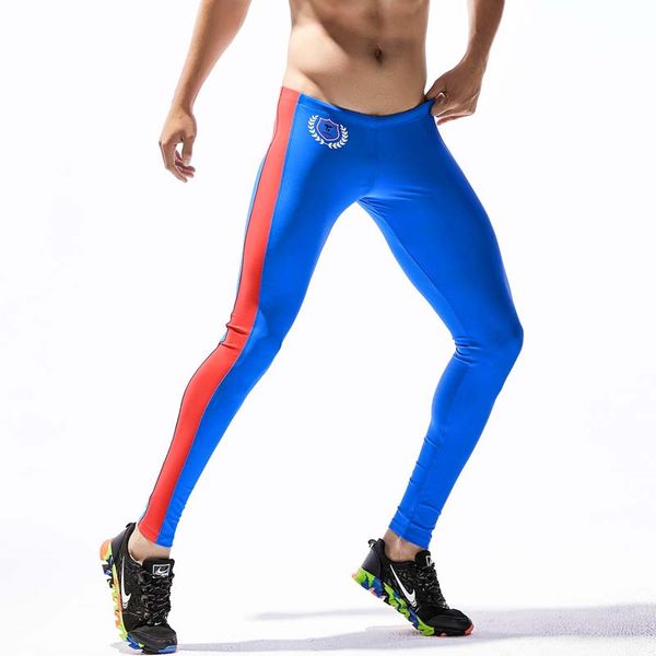 

men sports leggings running tights sportswear yoga trousers yoga pants low rise fitness compression gym 2017, Black;blue