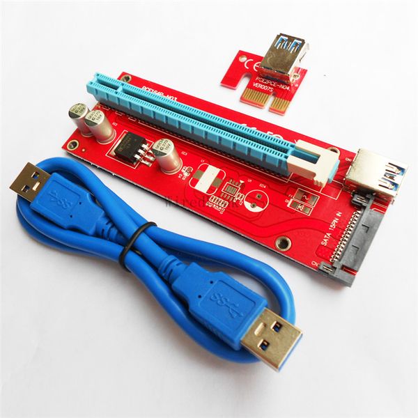 

PCI-E 1X to 16X Graphics Card Extension Data SATA Cable For VER007S BTC Miner DIY Red