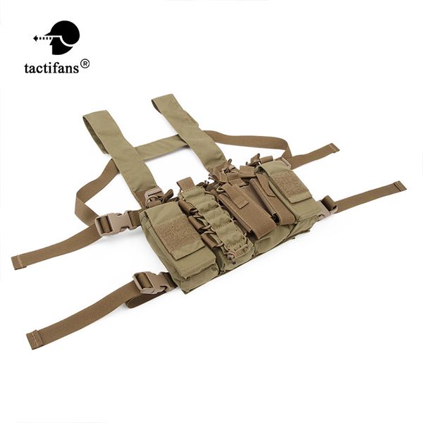 

tactifans d3 chest rig plate carrier tactical vest with rifle m4 5.56 ak 7.62x39 single double pistol flapped gp stuff pouches, Camo