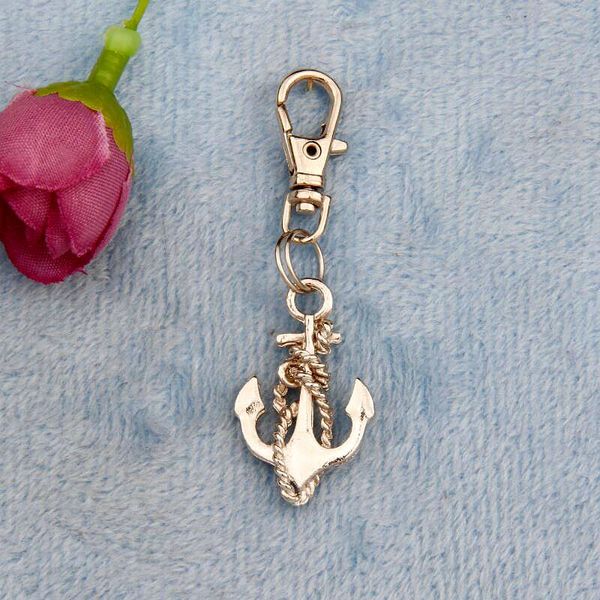 

новый 50 шт. / лот старинные серебряные якорные цепи очарование вращения кнопки лобстера брелок подарок fit брелки ювелирные изделия для жен, Slivery;golden