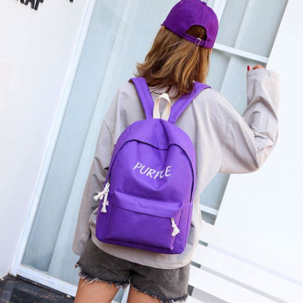 

fashion men women casual solid color shoulder school bag backpack travel bags