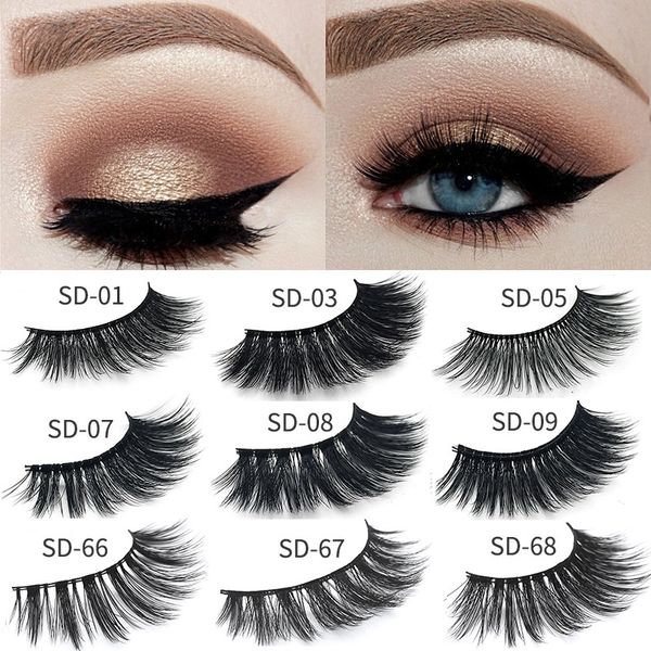 100% Gerçek Sibirya 3D Vizon Tam Şerit Yanlış Kirpik Uzun Bireysel Kirpik Vizon Lashes Uzatma 11Styles