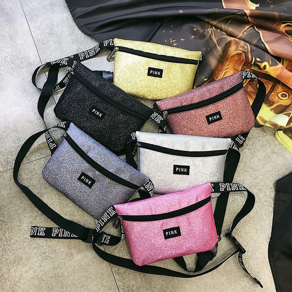 

New fashion sequins pockets Korean version of the trend Messenger bag ladies flash outdoor storage pockets