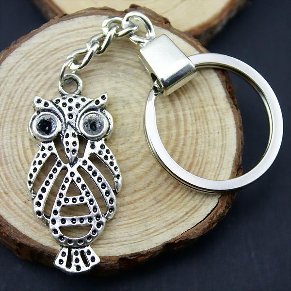 

6 pieces key chain women key rings fashion keychains for men owl 43x20mm, Slivery;golden