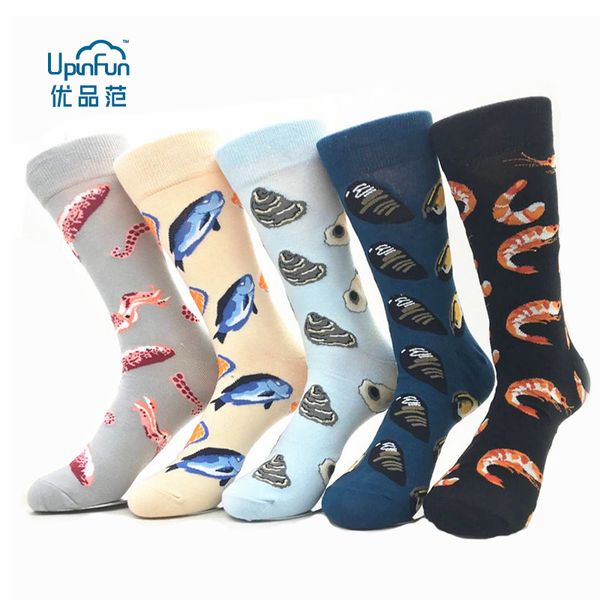 

upinfun new style socks, seafood, arctic shrimp, pure cotton socks, men's stockings (5 pairs/lot, Black
