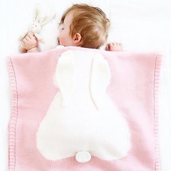 Cobertor do bebê coelho cobertor bebê crianças cobertor bonito envoltório swaddle adorável coelho macio cobertores da criança quente com orelhas de coelho