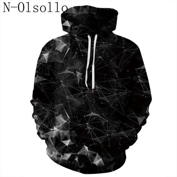 

n-olsollo черный геометрические линии 3d готический толстовки с длинным рукавом 2018 новый осень зима свободные повседневная топ тренировки, Black