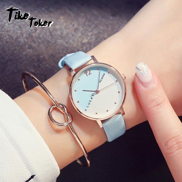 

2018 fashion wristwatch retro two color design women dress watch quartz leather watches gift for lovers montre relogio 10, Slivery;brown