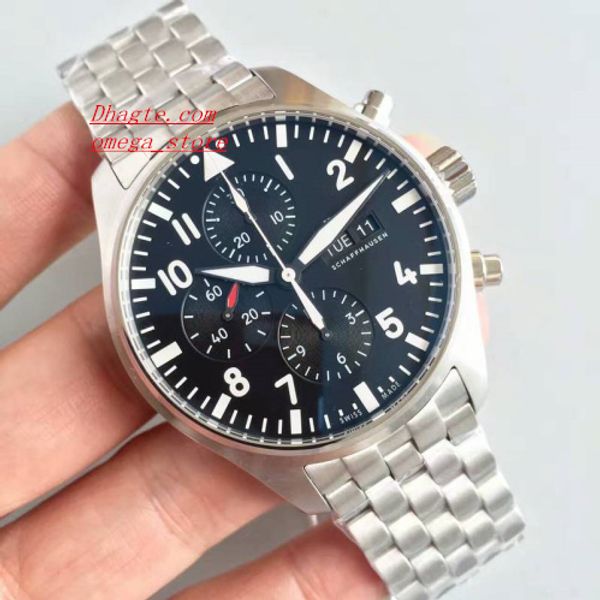 

Upgraded ver ion automatic chronograph a eta 7750 watch men black dial 377709 leather valjoux date day time watche port wri twatche 6