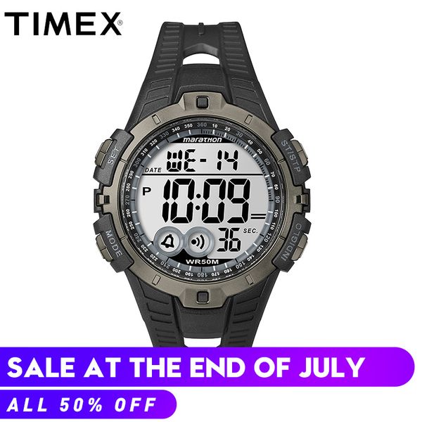 

timex original male watch marathon series quartz t5k802 multi-function chronograph alarm waterproof outdoor sport luminous watch, Slivery;brown