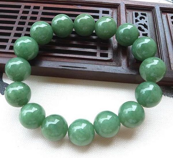 

Сертифицированный Тип A жадеит браслет класс A зеленый нефрит бусины браслет 13 мм