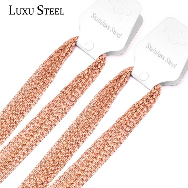 

luxusteel 10pcs/lots necklaces stainless steel black/rose gold color width 2mm wholesale chain necklace gift, Silver