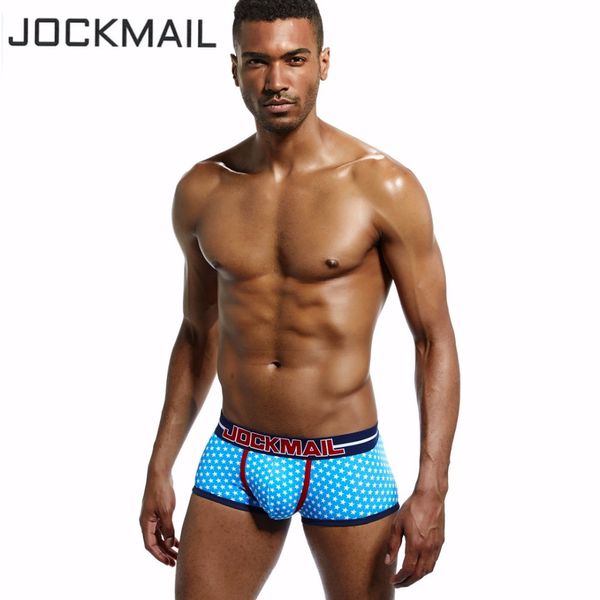 

jockmail brand men underwear boxer shorts trunks cotton mens underwear boxers penis pouch wj u convex man underpants waist, Black;white