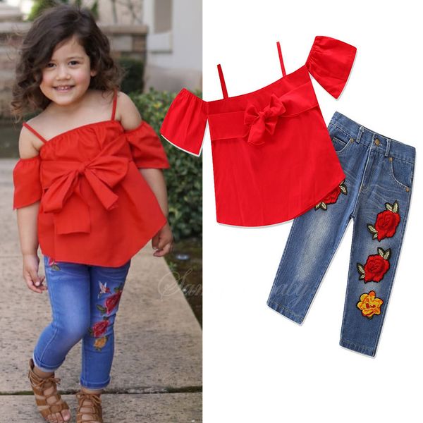 

summer clothing sets flower design kids clothing summer short sleeve + pant children outfits 2 pcs sets, White