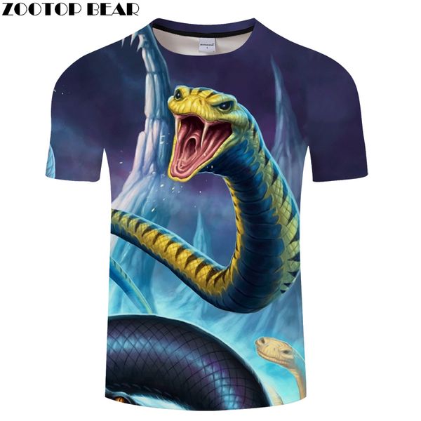

summer tshirt men women t-shirt 3d snake t shirt short sleeve tee animal harajuku camiseta streatwear drop ship zooear, White;black