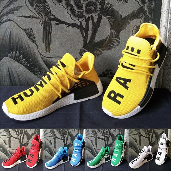 

2018 лучшие продажи NMD Бегун человеческой расы завод реальный желтый красный черный мужчины и женщины Фаррелл Уильямс X кроссовки Кроссовки размер 36-45