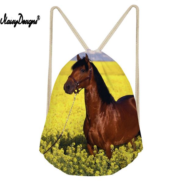 

fashion drawstring bags horse backpack summer spring lanyard rope bag for women men leisure travel cool daypack bag