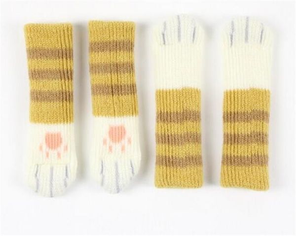

home 4pcs knitting cat style chair leg socks home furniture leg floor protectors non-slip table legs cover prevent cat scratching