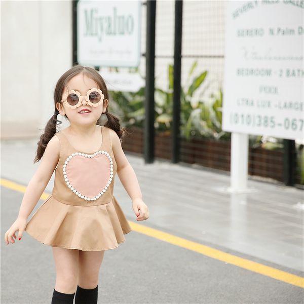 

2018 summer baby girl romper sleeveless heart pattern romper dress girls jumpsuits toddler clothing kids clothes for girl childrens clothing, Blue