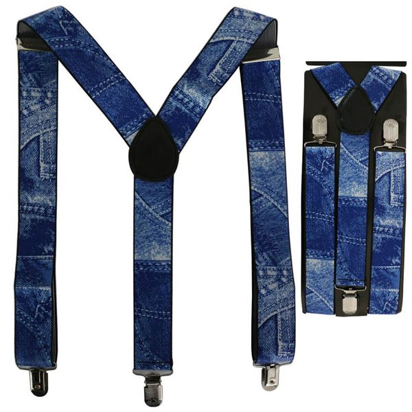 

новый ковбой синий мужской подтяжки мода брекеты для взрослых 3 клипы ремень эластичные ремни для джейн брюки бретельс маннен регулируемая, Black;white