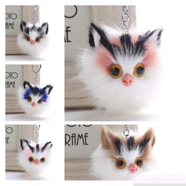 

поддельный кролика лисий мех keychain 5 стили симпатичные pom pom орлы сова брелок сумка подвески автомобилей key chain держатель рекламные, Silver