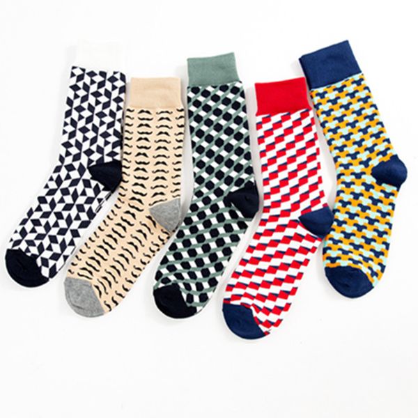 

5 pair/lot colorful socks man popular casual tube socks men stitching color comfortable cotton male, Black