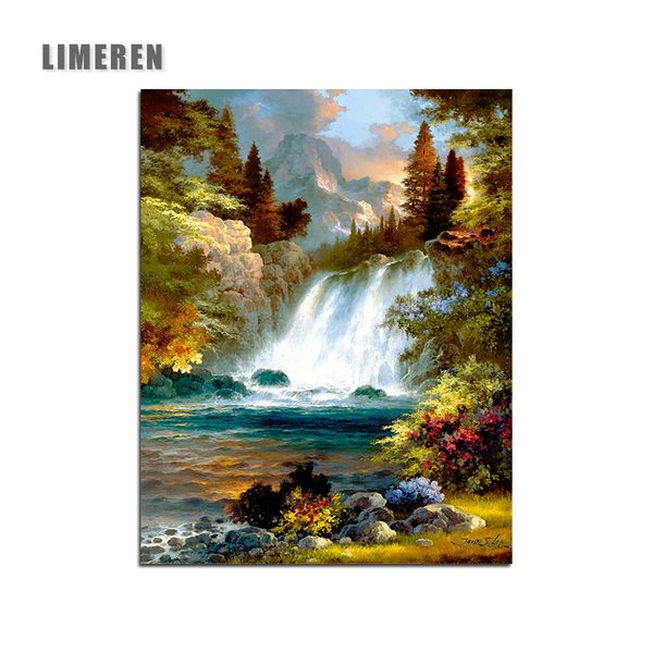 Acheter Chute Deau Paysage Peinture à Lhuile Par Numéros Bricolage Photo Dessin Sur Toile Peinture à Lhuile à La Main Coloriage Pour Maison Moderne