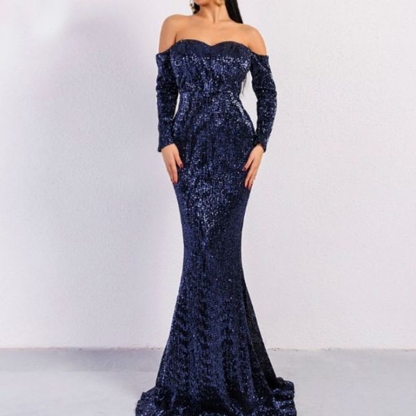navy blue and gold long dress