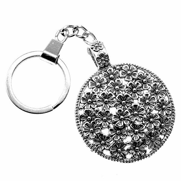 

6 pieces key chain women key rings car keychain for keys flowers 58x45mm, Slivery;golden