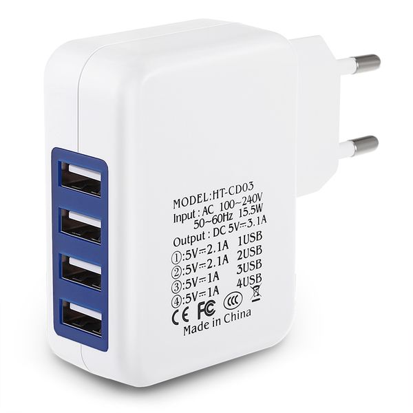 

us eu plug travel home wall charger 4 usb ports charging adapter for cell phones gps etc mobile devices