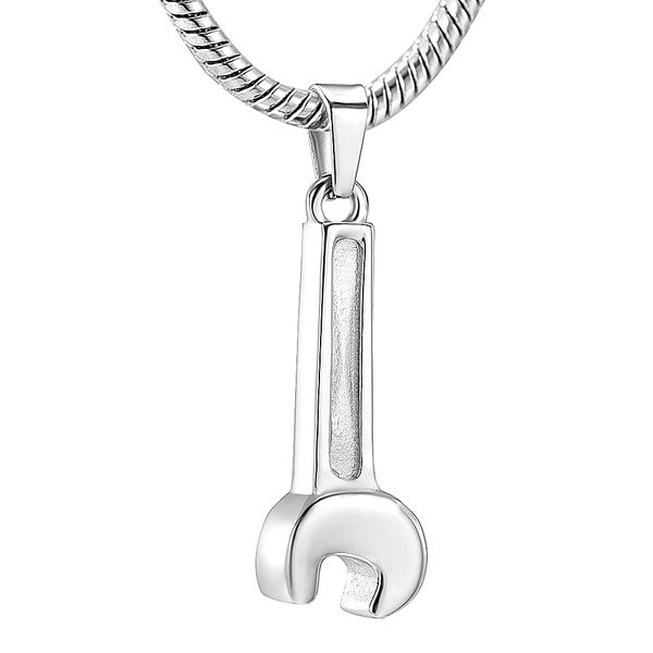

cremation jewelry for ashes stainless steel personalized wrench hammer tool memorial necklace for men/women, Silver
