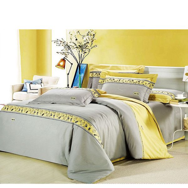 

romantic modern island vacation gray and yellow 4pcs l bedspreads/bedding set /king size 100% combed cotton/b2182