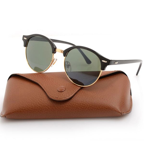 

4246 brand designer round sunglasses new arrival men women sunglasses plank frame flash mirror lenses sun glasses with box case, White;black