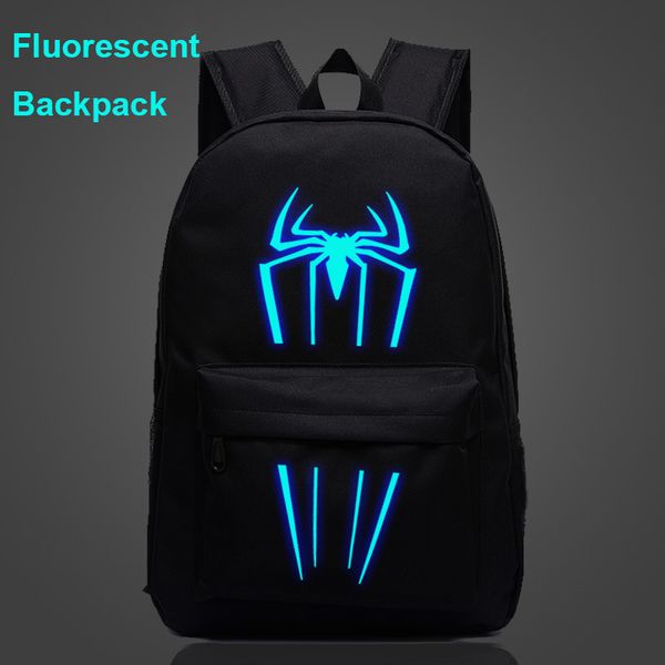 

2018 fluorescent luminous spider boy girl school bag women bagpack teenagers schoolbags men children student backpacks