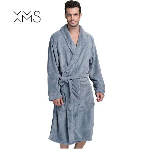 

xms brand thick flannel men's bath robes gentlemen homewear male sleepwear lounges pajamas bathrobes winter autumn, Black;brown