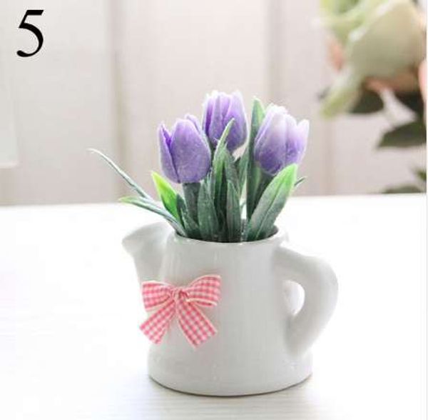 compre pequenas plantas artificiales flores decorativas de tulipan mini en maceta tetera bonsai regalo artesanal de san valentin plantas florero a