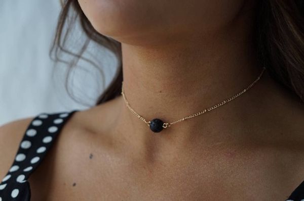 

лава рок шарик очарование колье ожерелья девушки/дамы золото посеребренные вулканический камень кулон ожерелья подарок идея женщина колье, Golden;silver