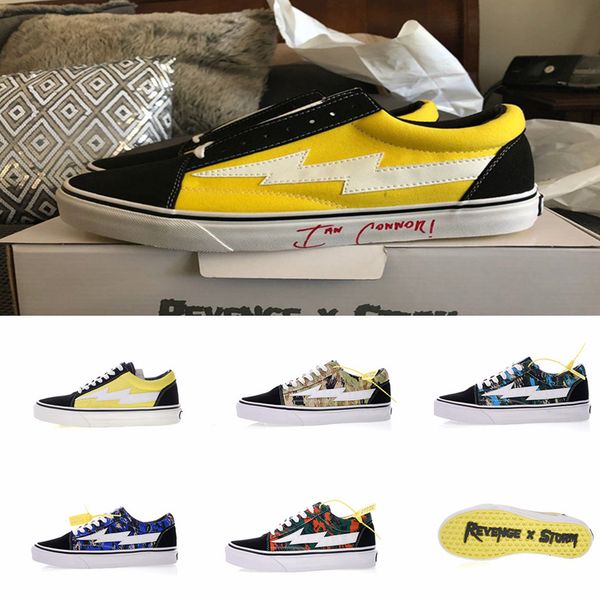 

2018 New Revenge x Storm Australian Exclusive Lemon yellow Pop-up Store 2 Casual Canvas Shoes Old Skool Women Mens Designer Sneakers 35-44