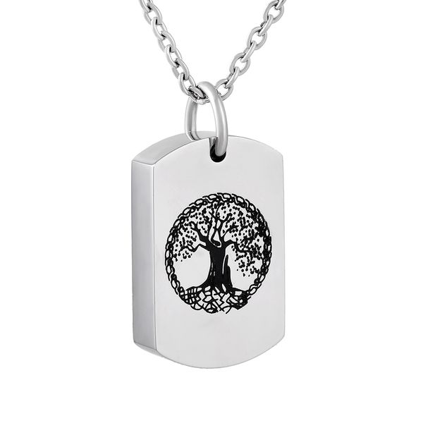 

ijd9802 tree of life cremation ashes jewellery hold human or pet ashes keepsake urn pendant stainless steel memorial necklace, Silver