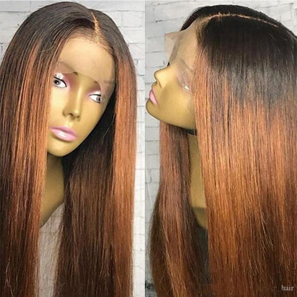 Virgin Brazilian Straight Ombre Blonde Full Lace Wigs Human Hair