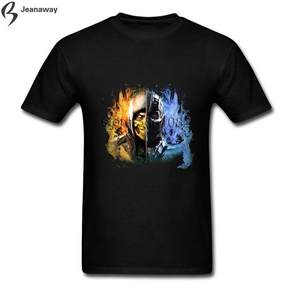 

related designed mortal kombat x men tees o-collar 100% cotton short sleeve men t shirts hip hop tee, White;black