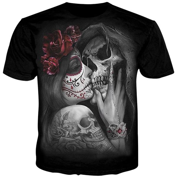 

новые женщины / мужчины 3d печати tshirt череп печатных tshirt slim fit с коротким рукавом crewneck tshirt моды harajuku футболка топы u825, White;black